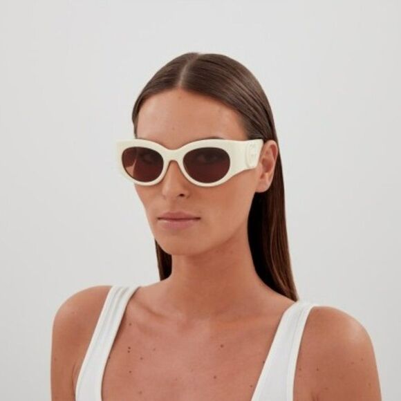 NEW Gucci GG1544S 004 Ivory Brown Unisex Oval Sunglasses GG 1544S - Picture 1 of 10